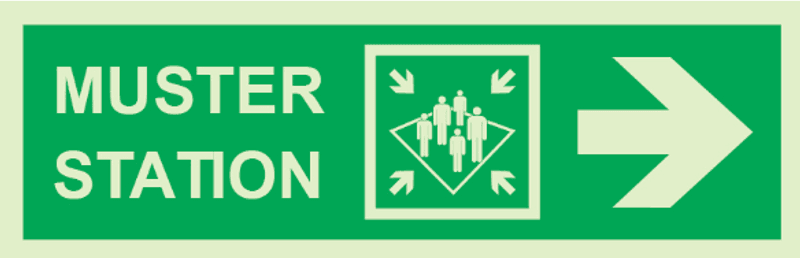 Muster station with arrow right