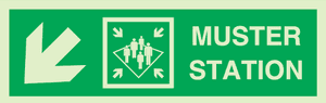 Hovedbilde Muster station with arrow diagonally down left