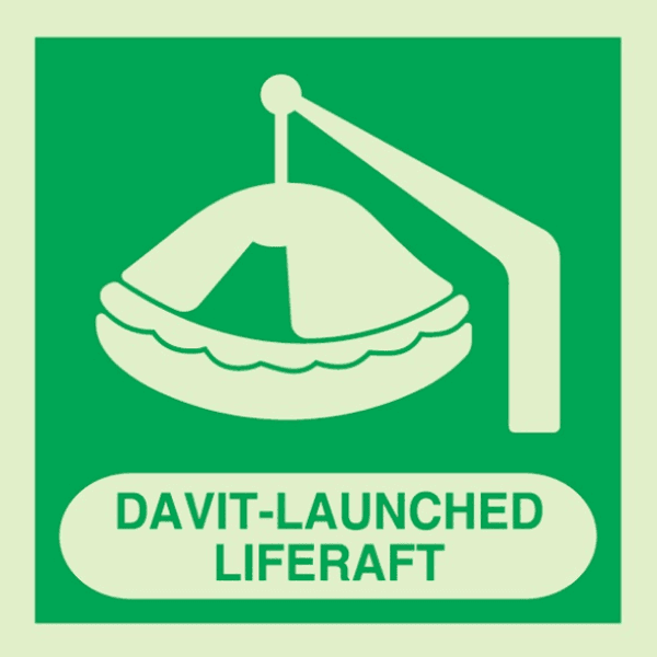 Davit-launched liferaft w. text
